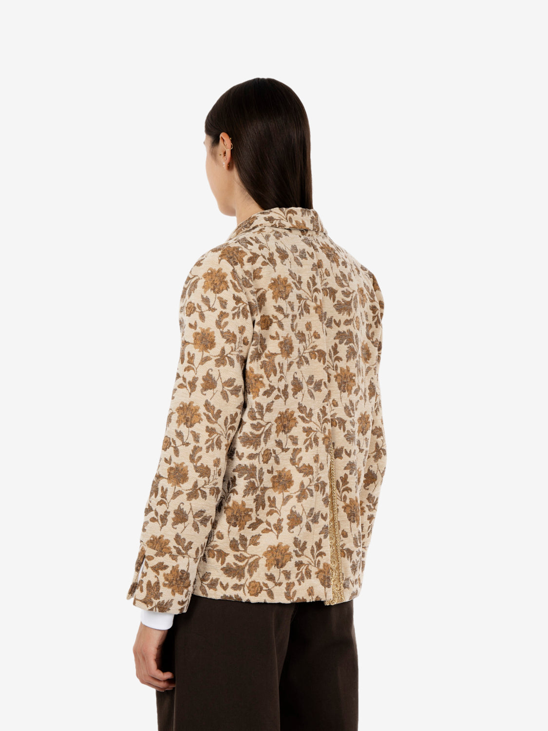 Beige floral print jacket