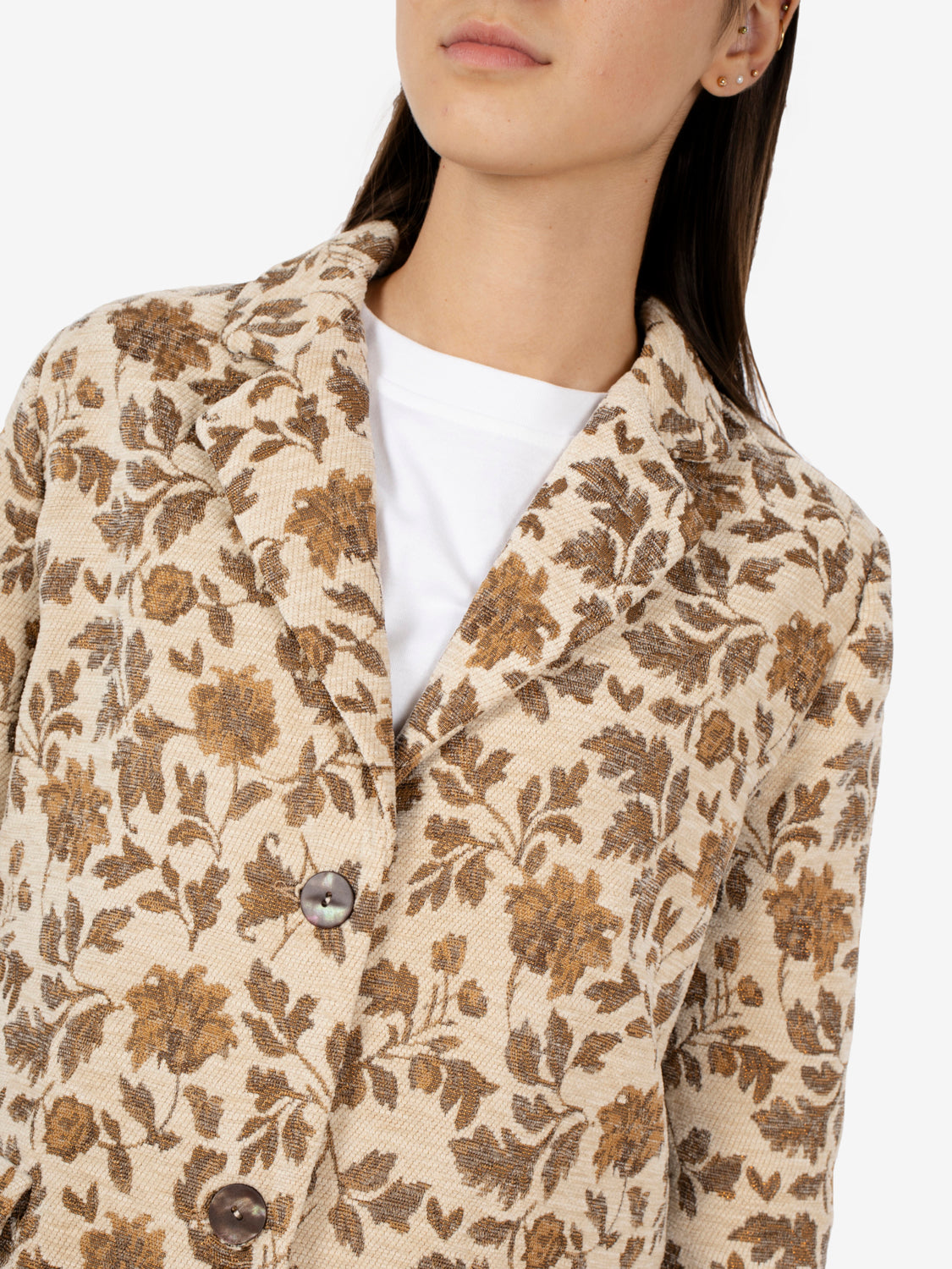 Beige floral print jacket