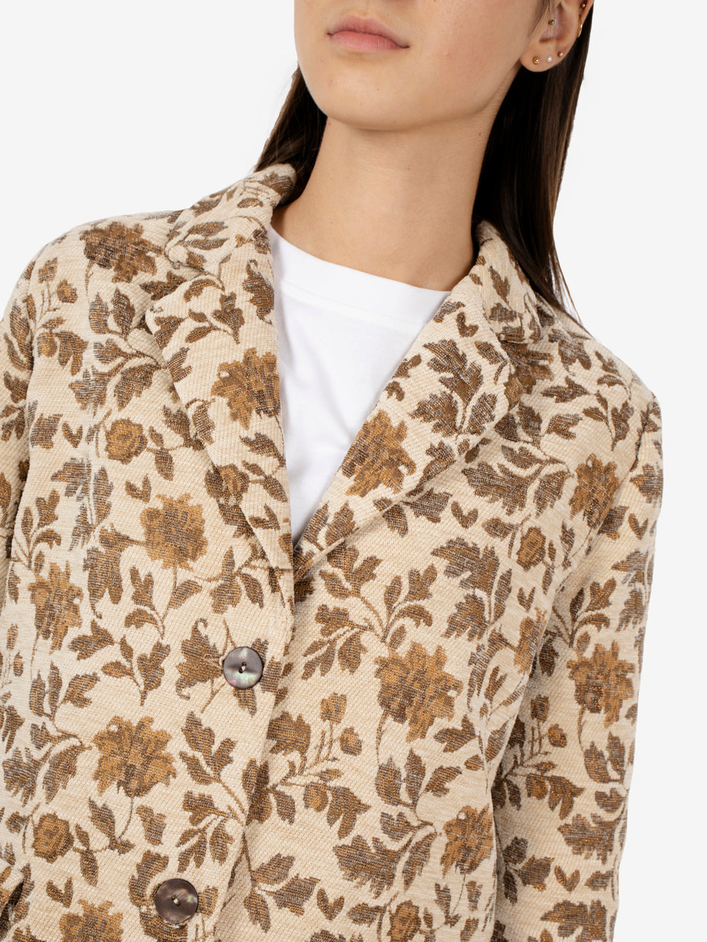 Beige floral print jacket