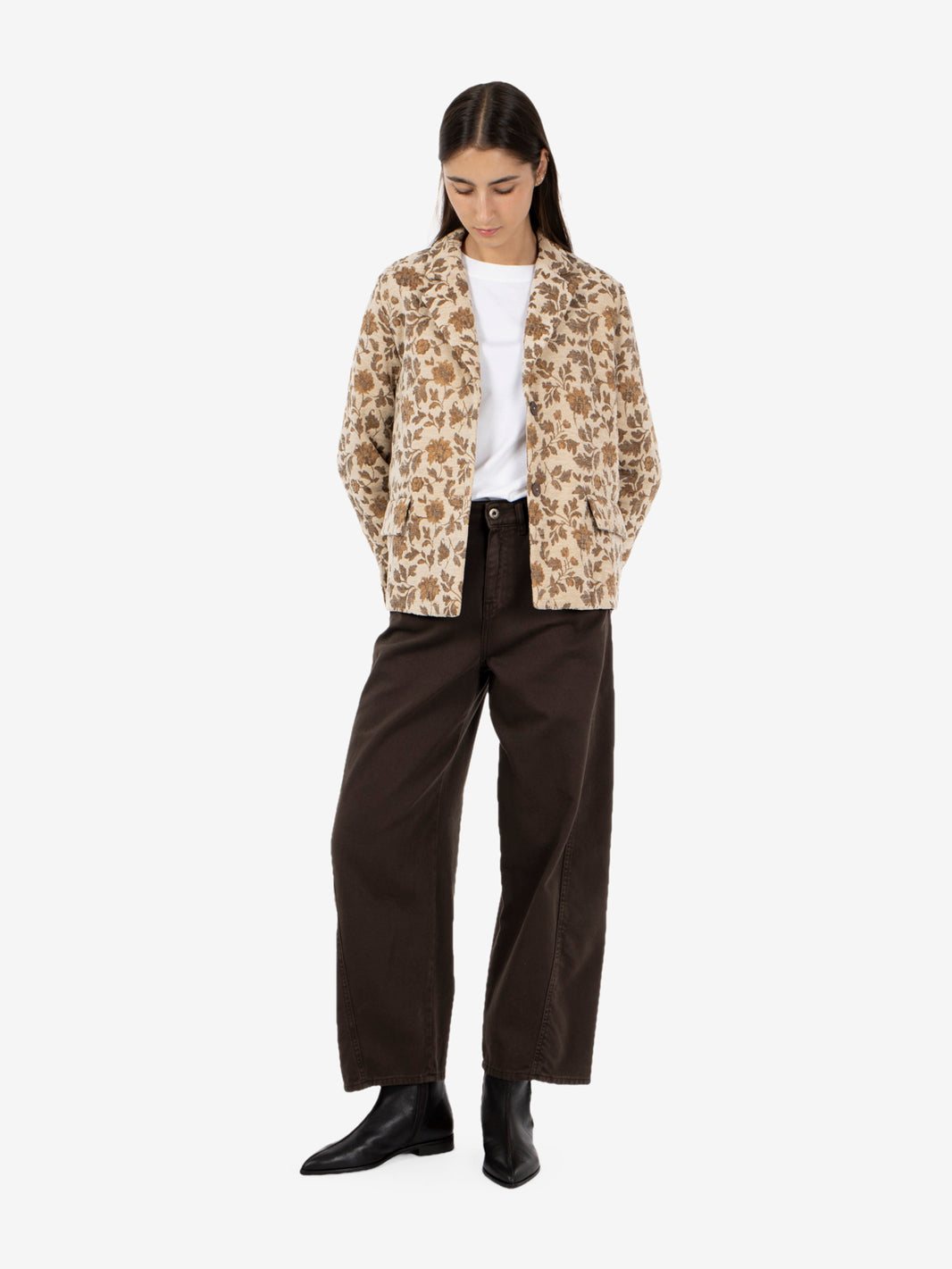 Beige floral print jacket