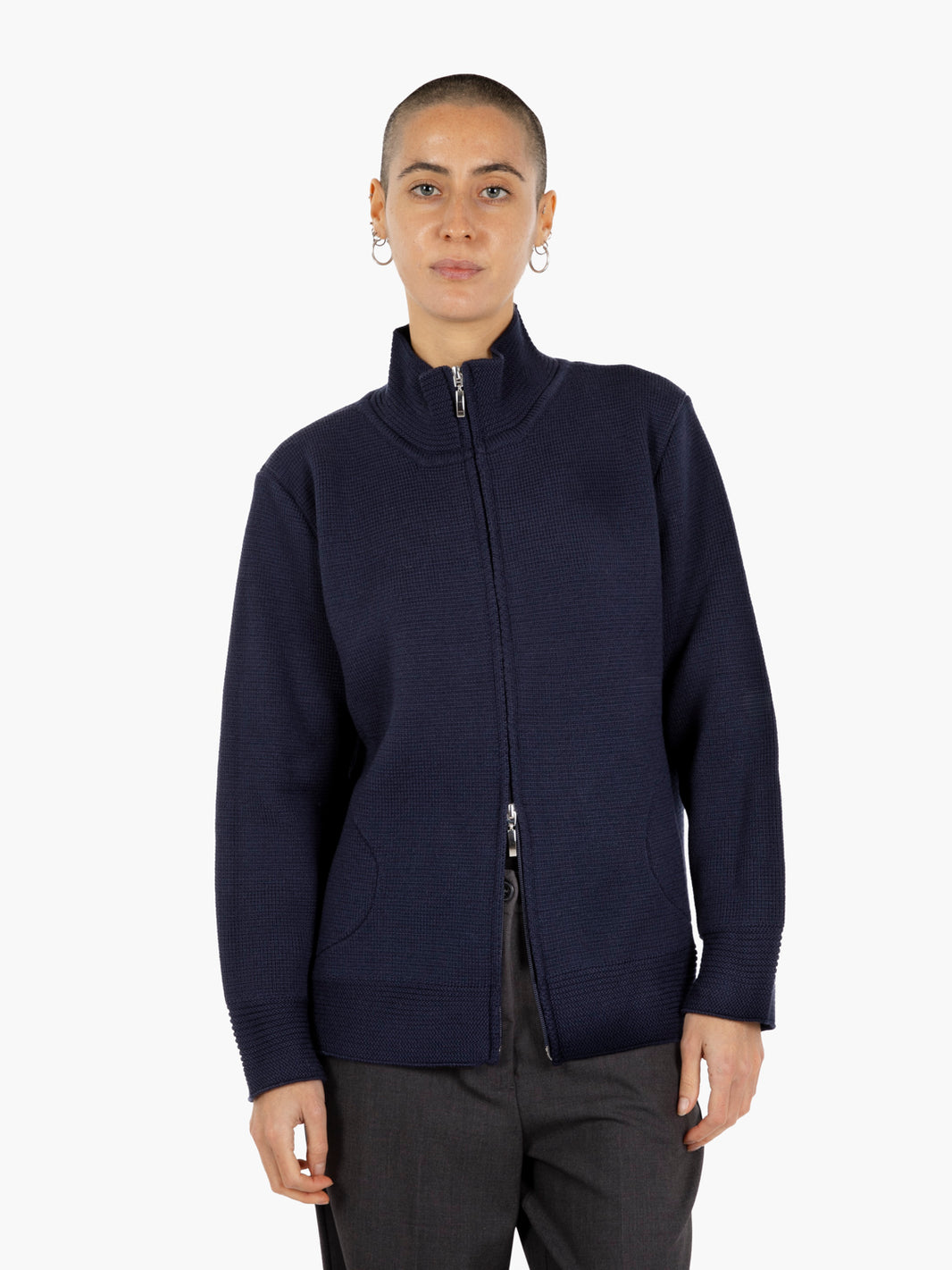 Giacca full zip blu navy