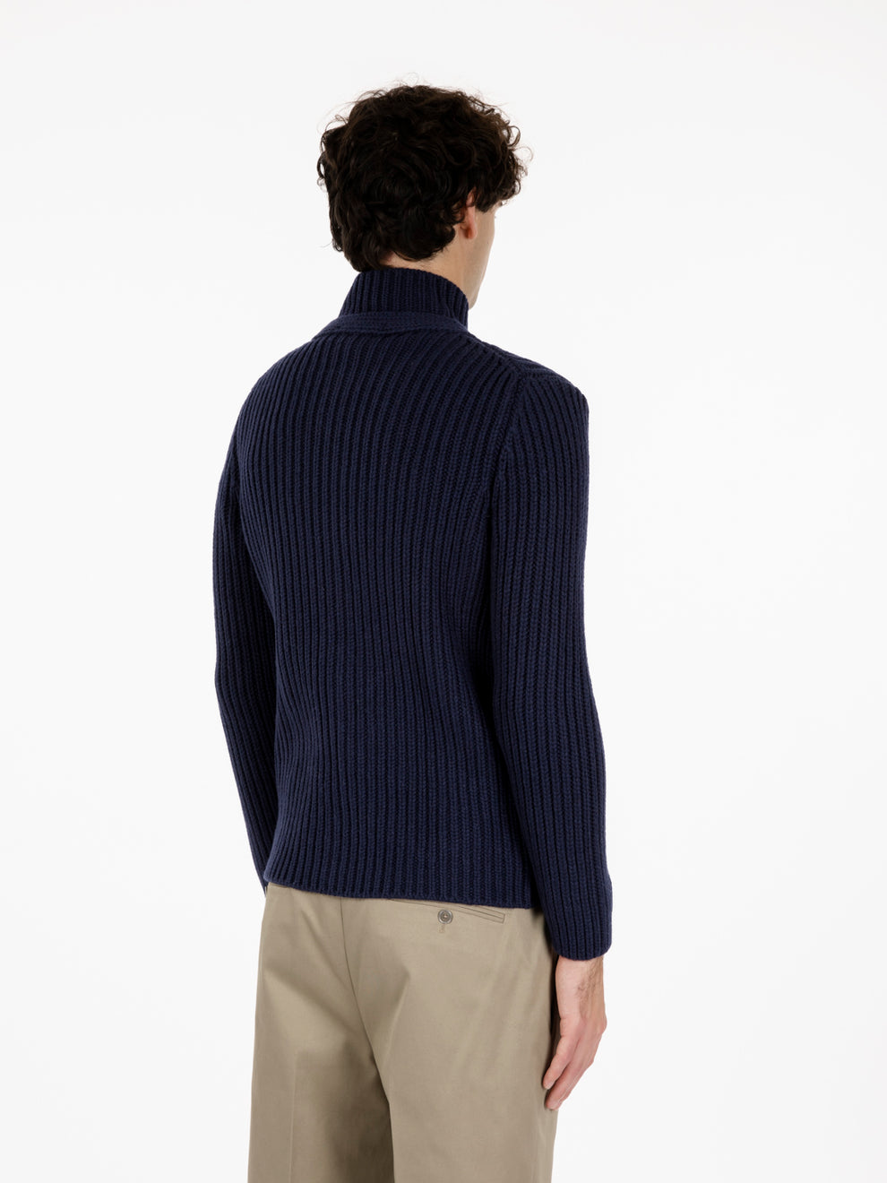 Giacca in maglia a coste blu