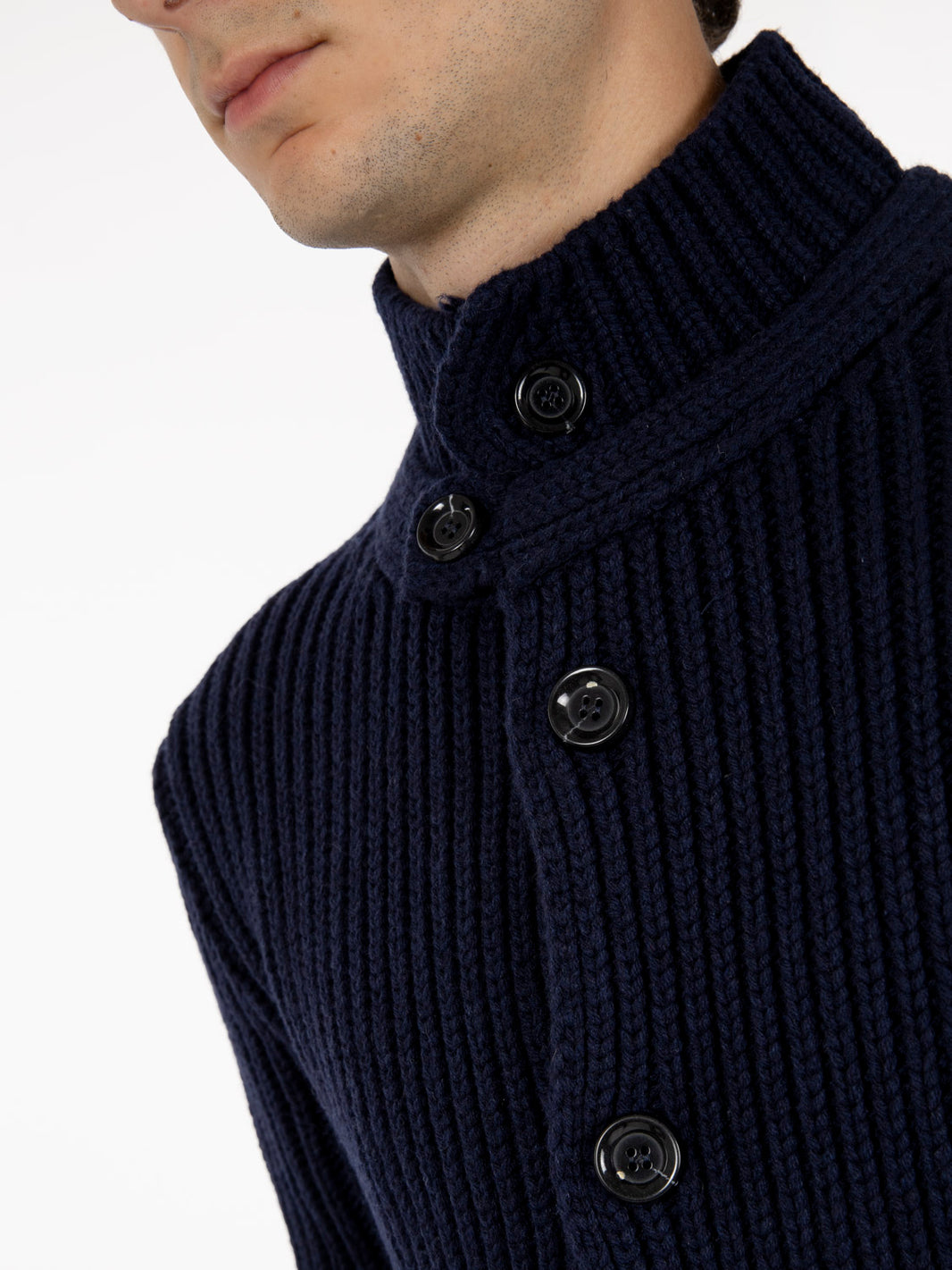 Giacca in maglia a coste blu
