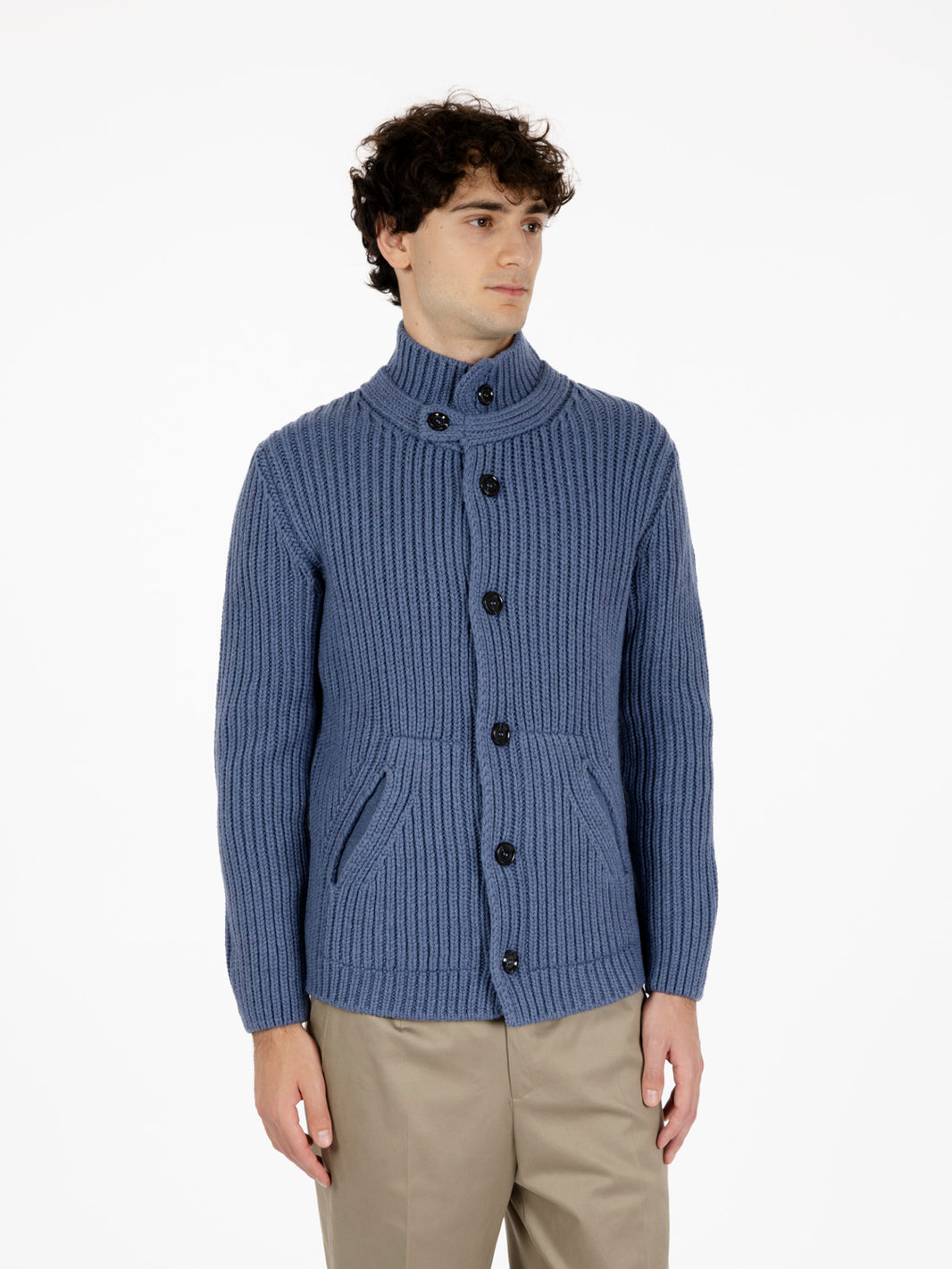 Giacca in maglia a coste jeans