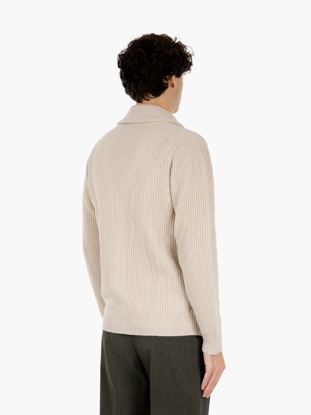 Cream ribbed knit jacket