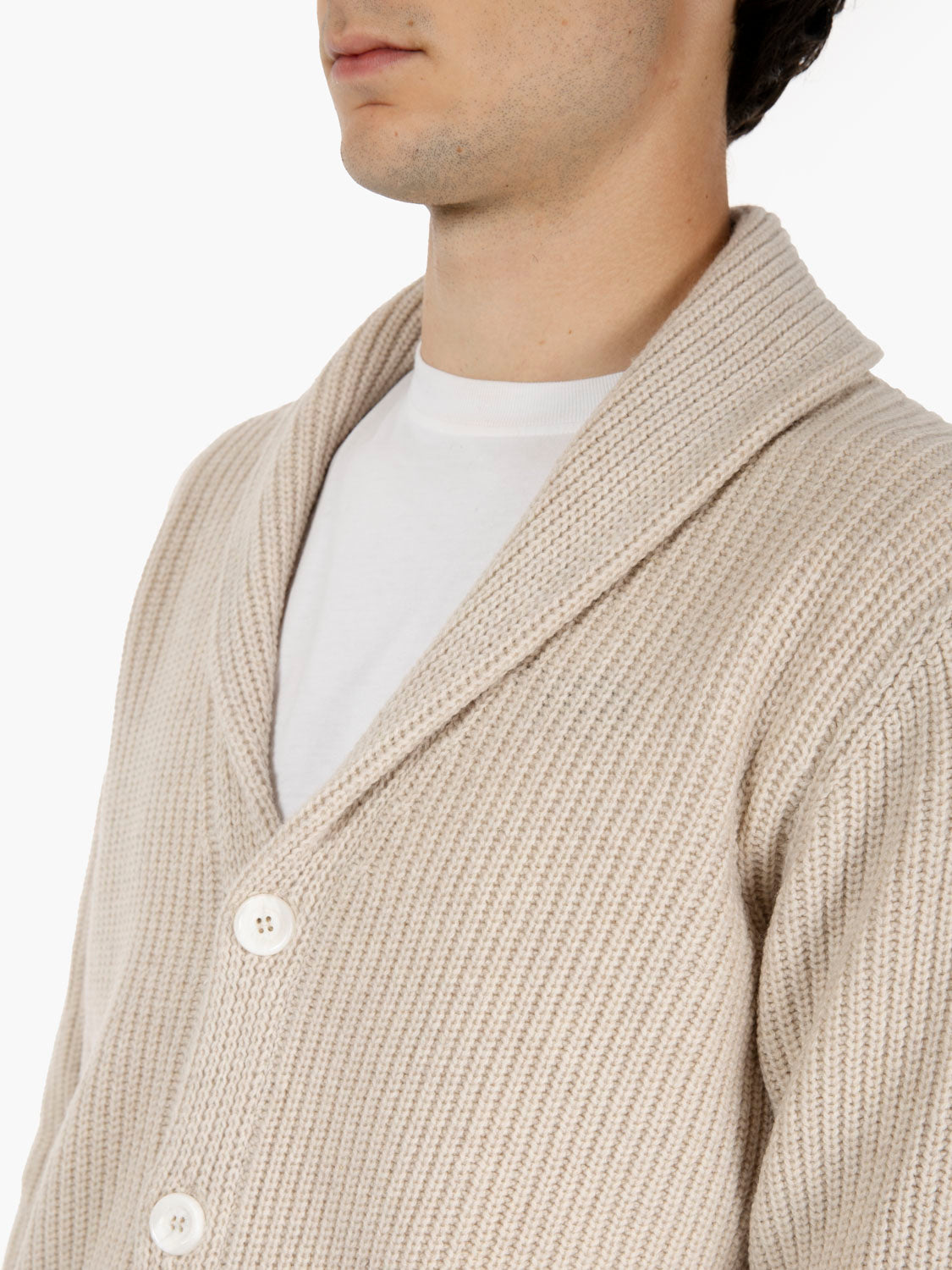 Cream ribbed knit jacket