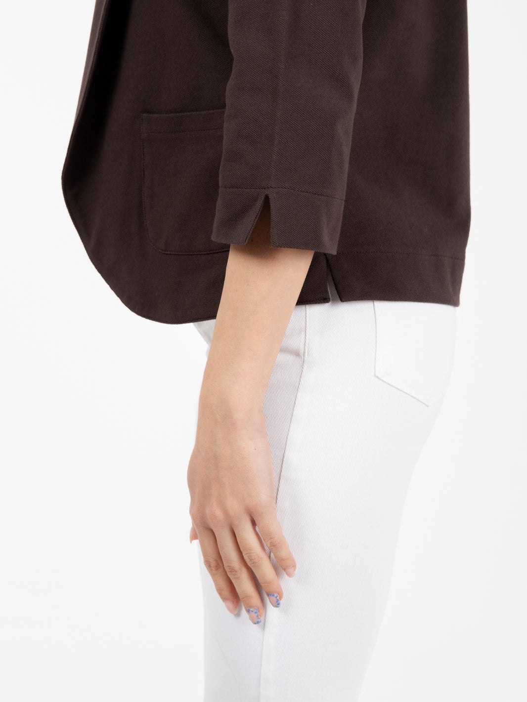 Beige buttoned knitted jacket