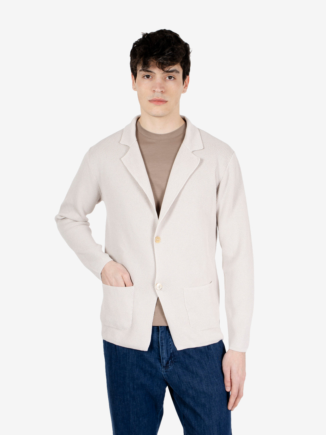 Giacca in maglia cotton crêpe gesso