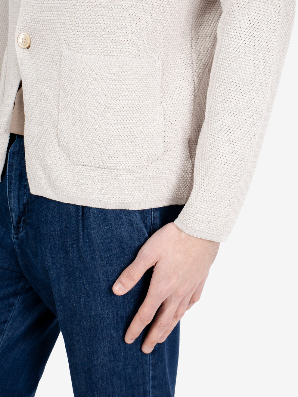 Giacca in maglia cotton crêpe gesso