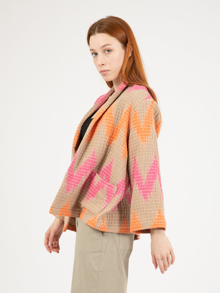 STIMM - Giacca kimono beige / arancio