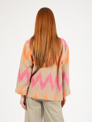 STIMM - Giacca kimono beige / arancio