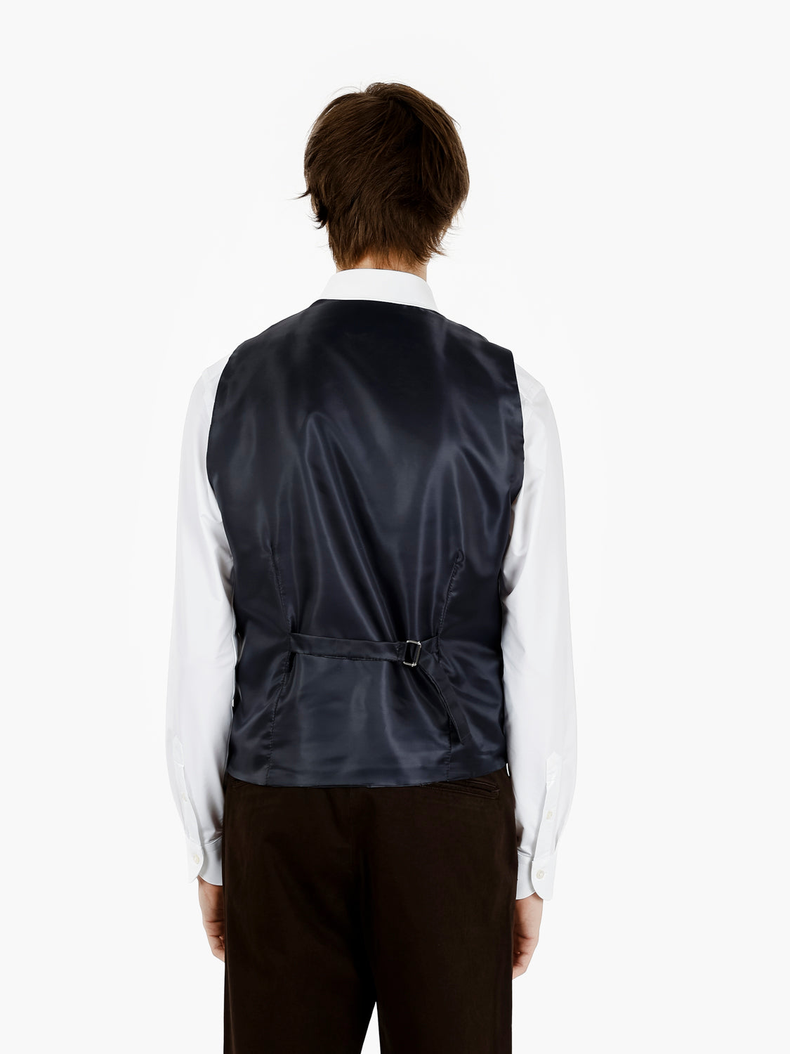 Gilet a quadri in lana blu