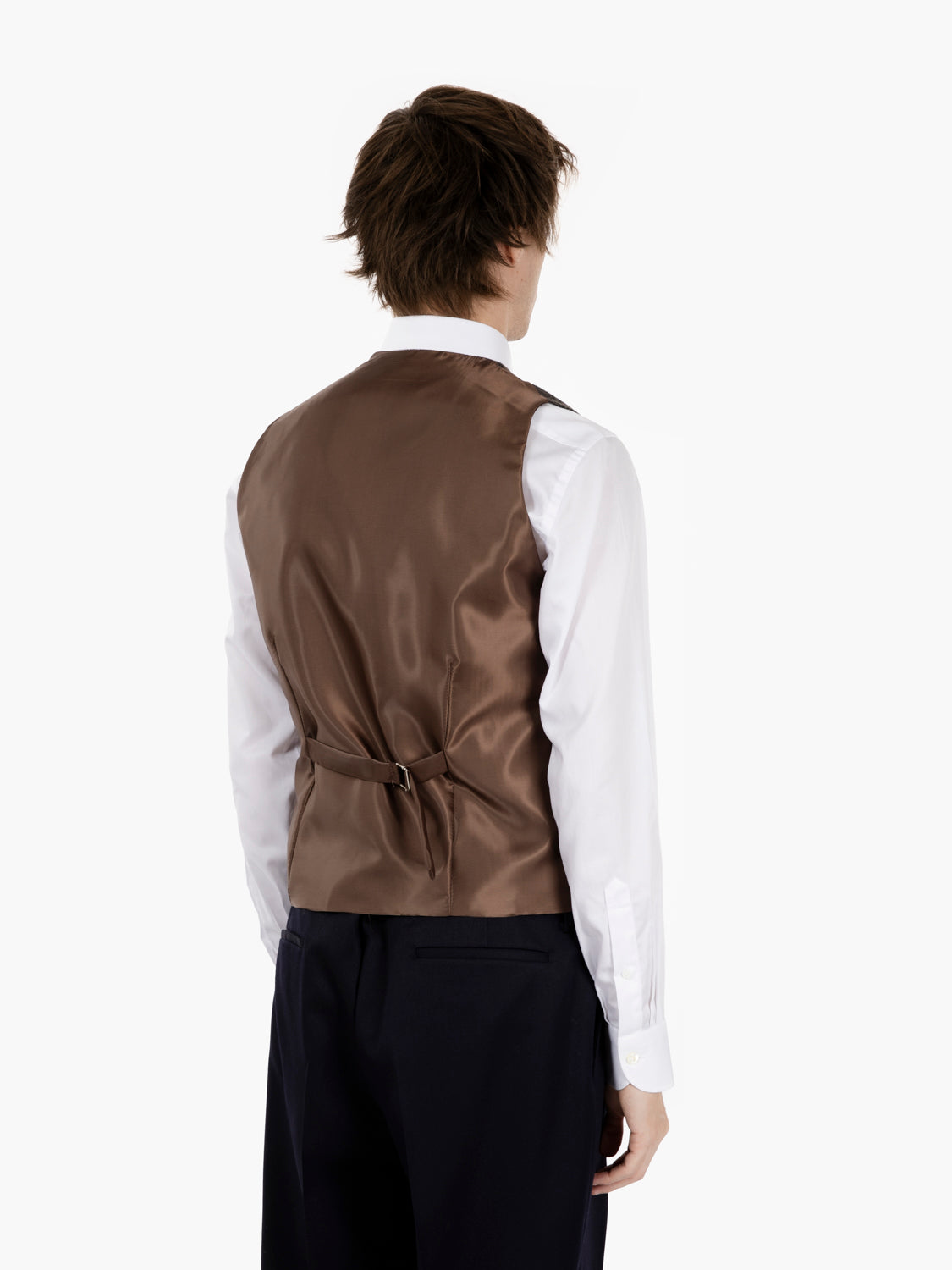 Dark brown wool checked vest