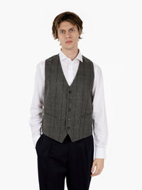 Green wool striped vest