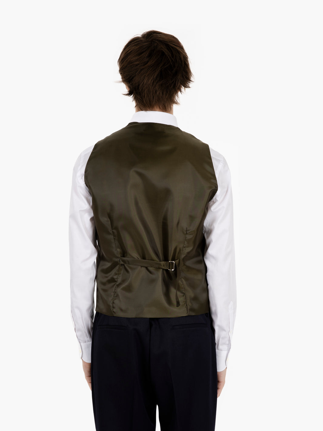 Green wool striped vest