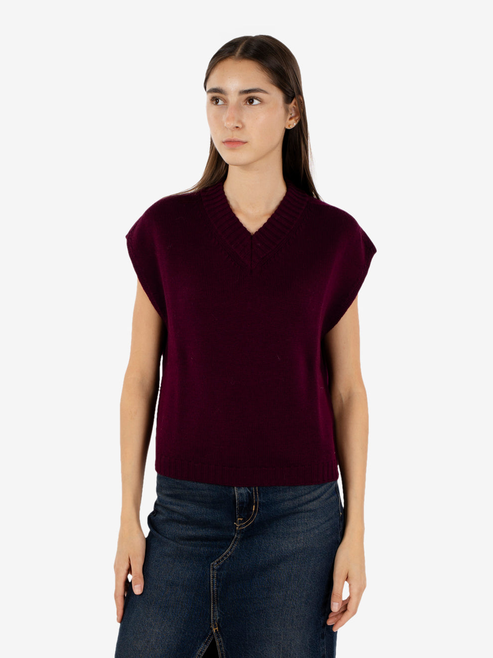 BURGUNDY V-NECK WAISTCOAT 426715_650