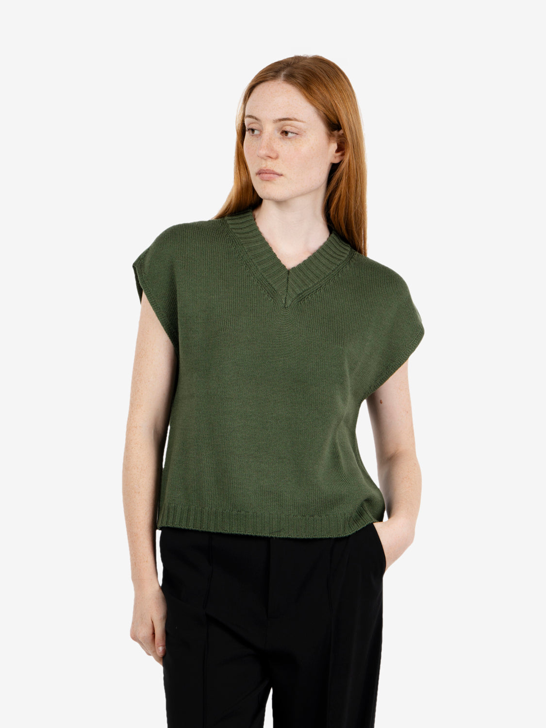 Gilet boxy fit verde militare