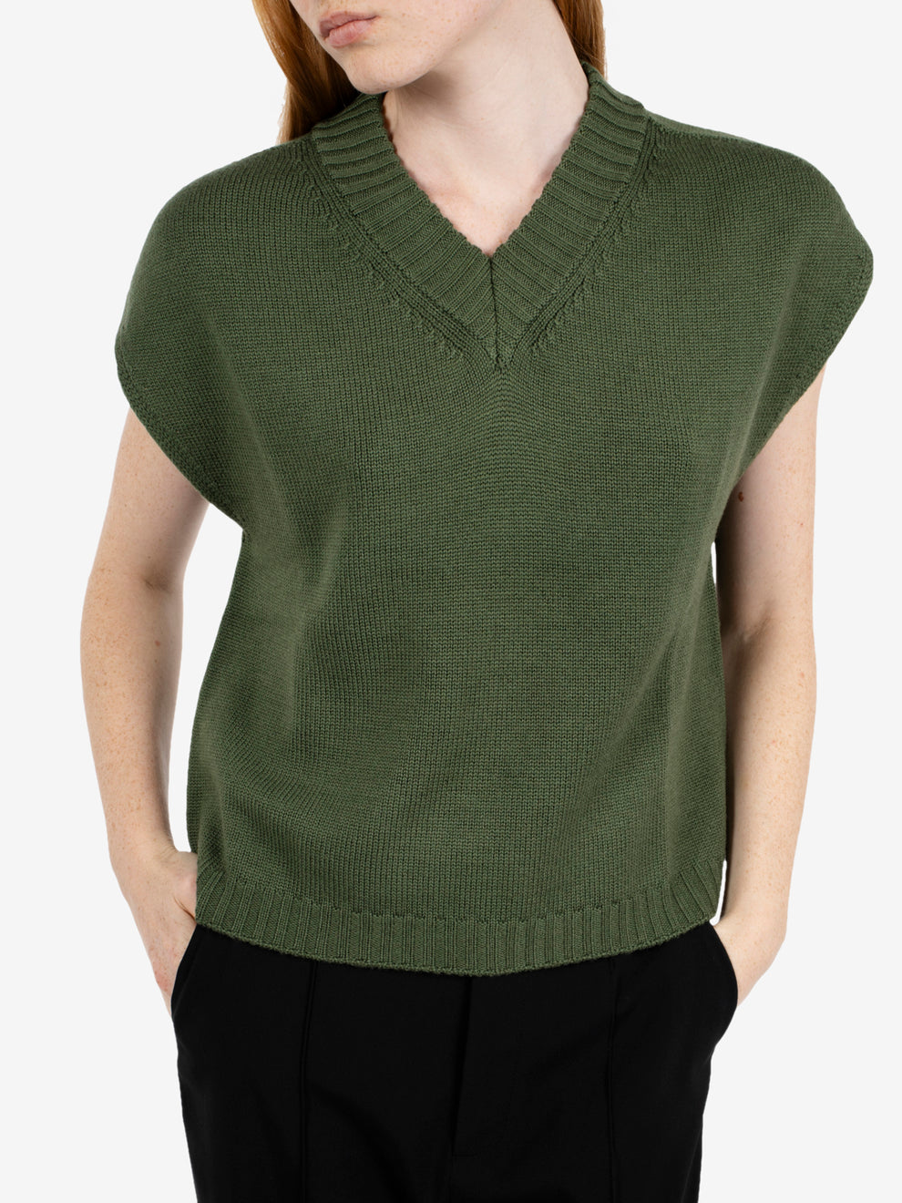 Gilet boxy fit verde militare
