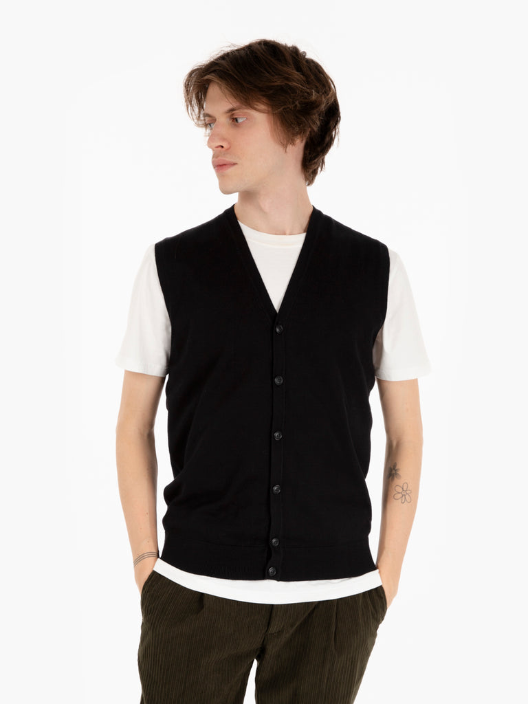 STIMM - Gilet con bottoni in viscosa nero