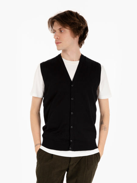 Gilet con bottoni in viscosa nero