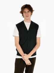 STIMM - Gilet con bottoni in viscosa verde bottiglia