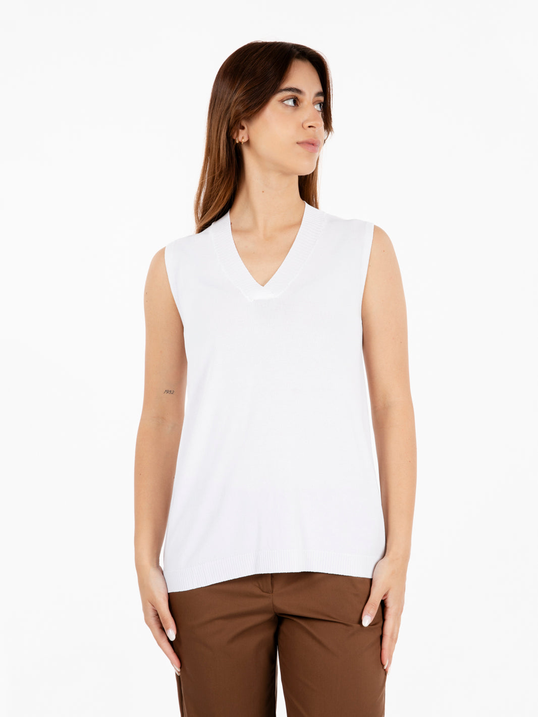 White V-Neck Tank Top