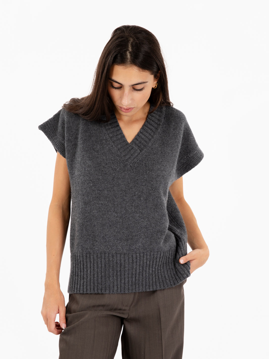 Grey V-Neck Vest