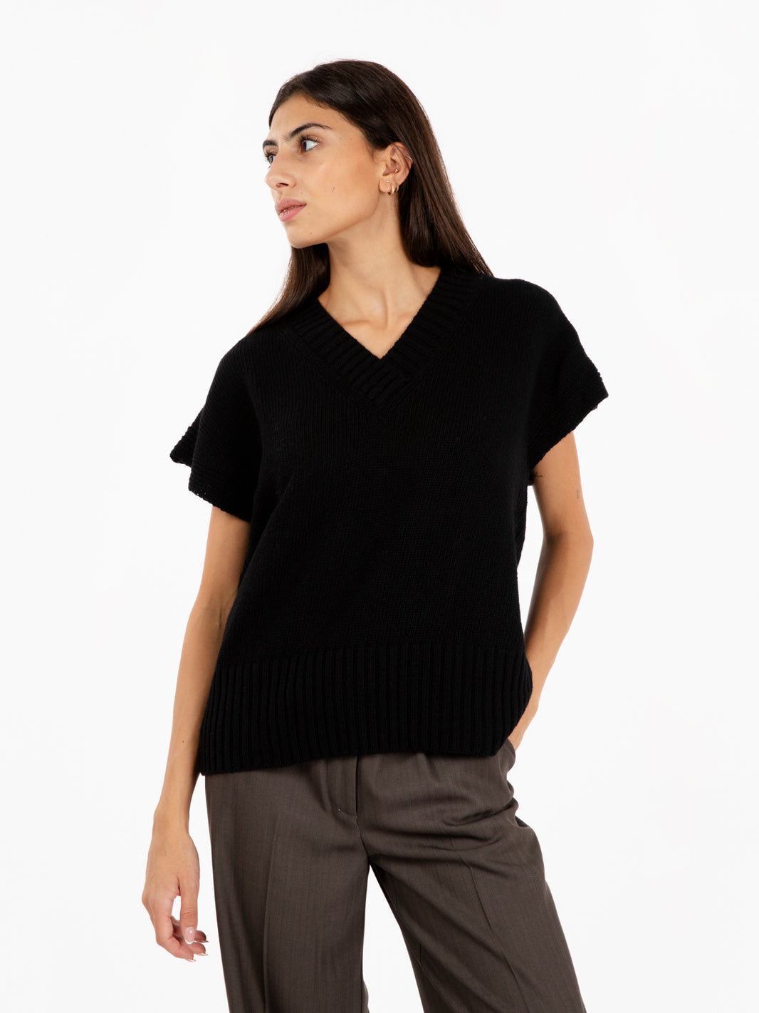 Black V-Neck Vest