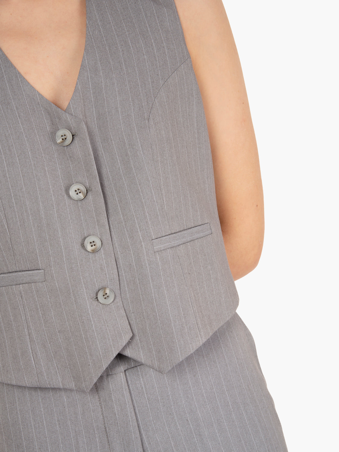 Gilet corto gessato grigio