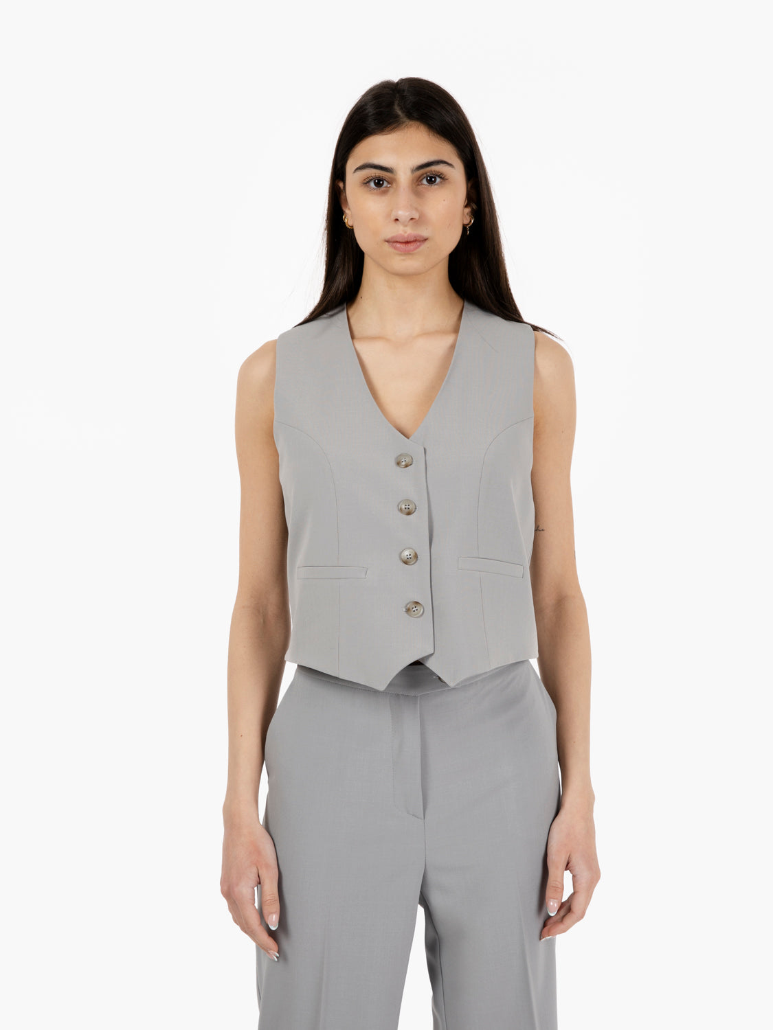 Gilet corto monopetto grigio