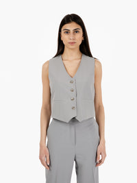 Grey single-breasted short vest