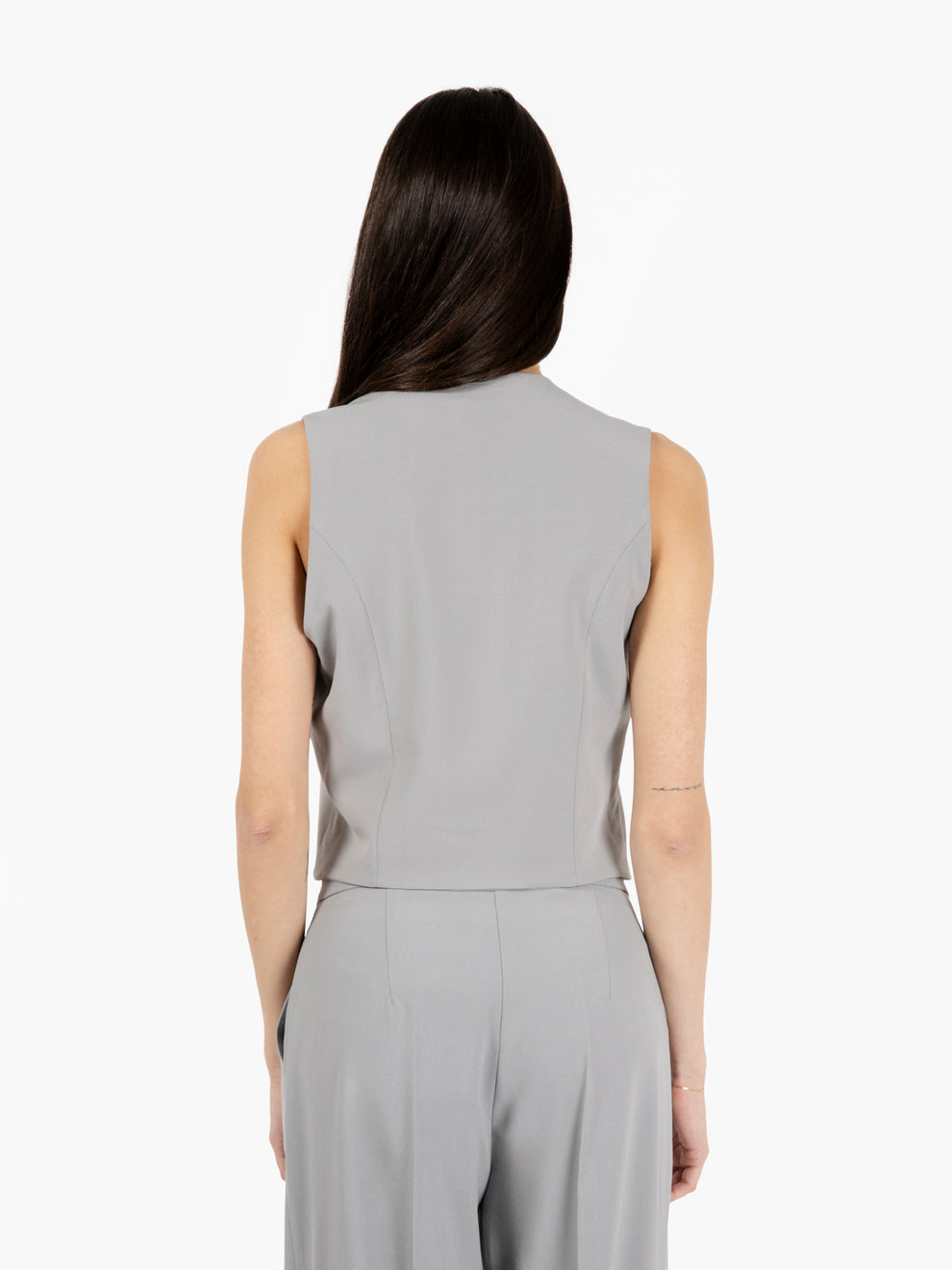 Gilet corto monopetto grigio