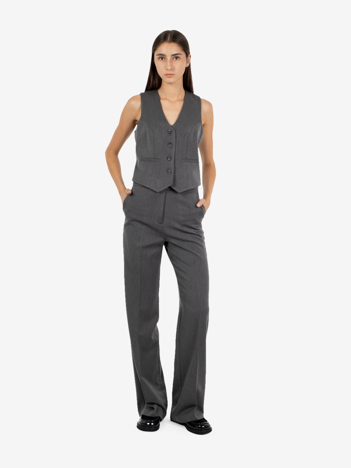 Dark grey stretch short vest