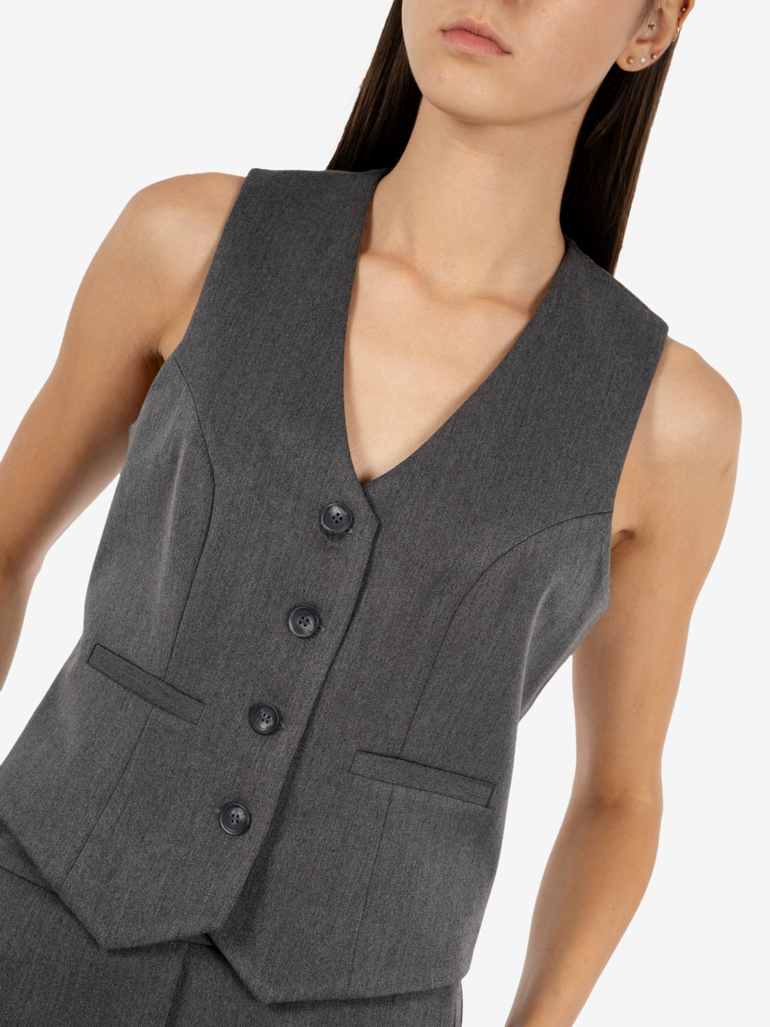 Dark grey stretch short vest