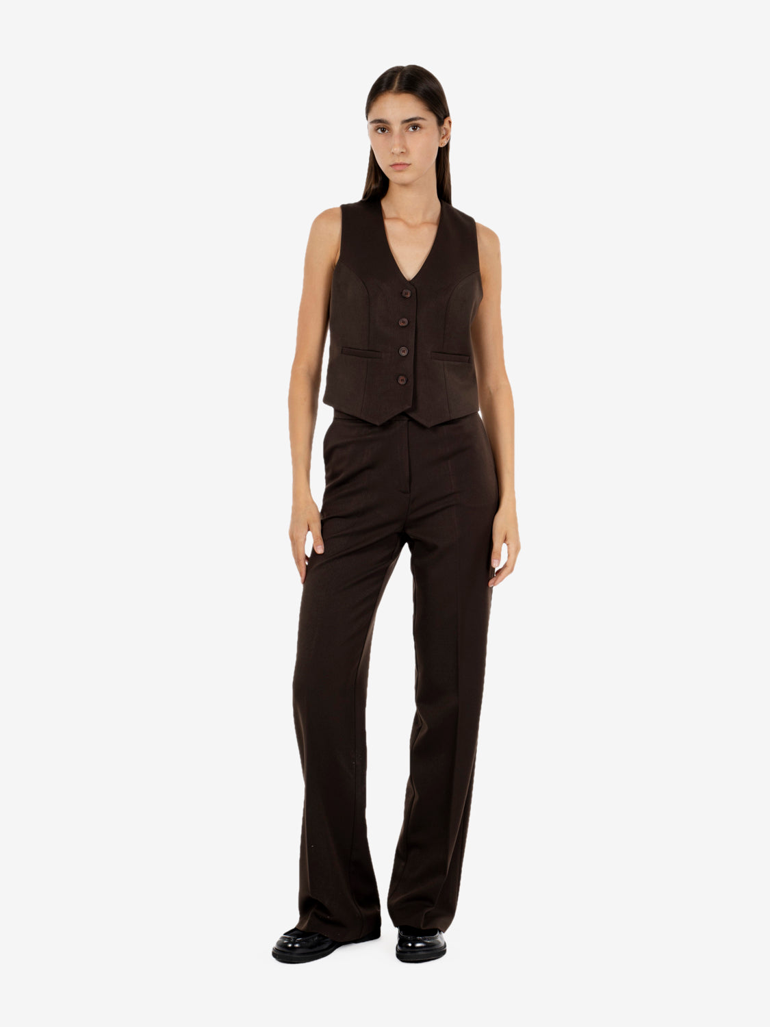 Brown stretch short gilet