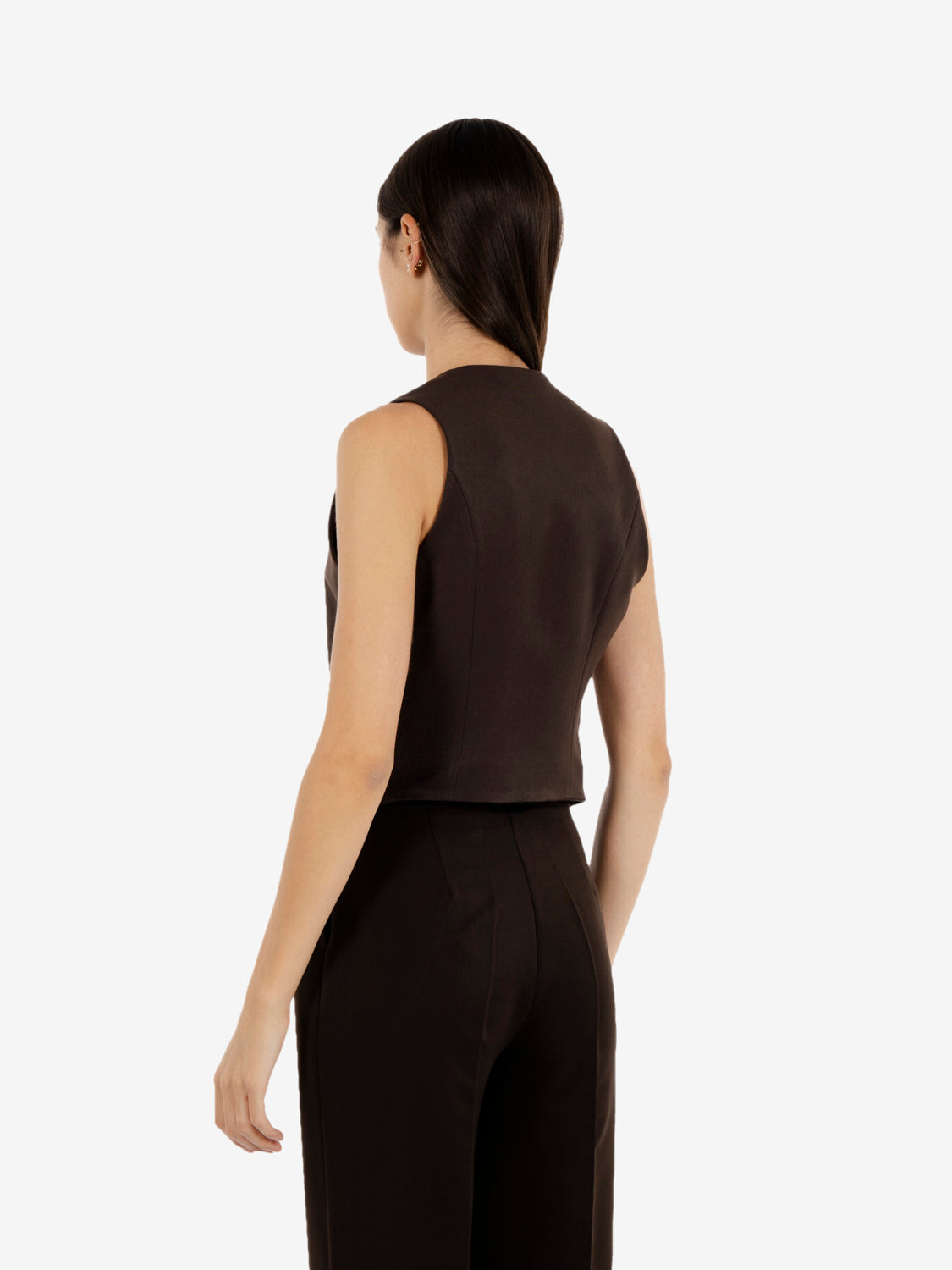 Brown stretch short gilet