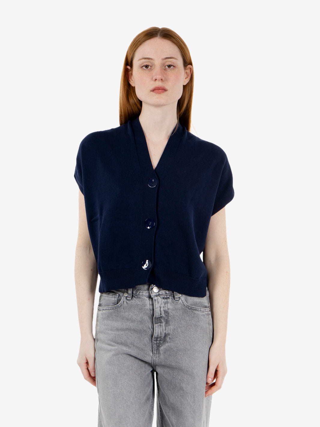 Gilet cropped blu navy
