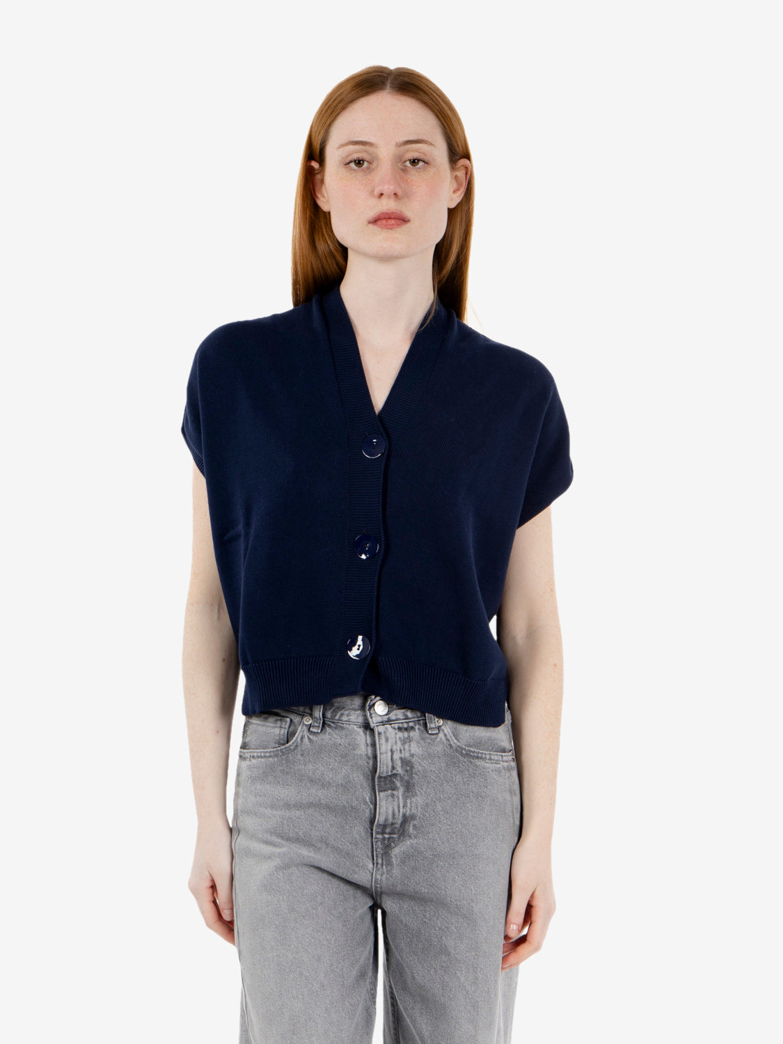 Gilet cropped blu navy