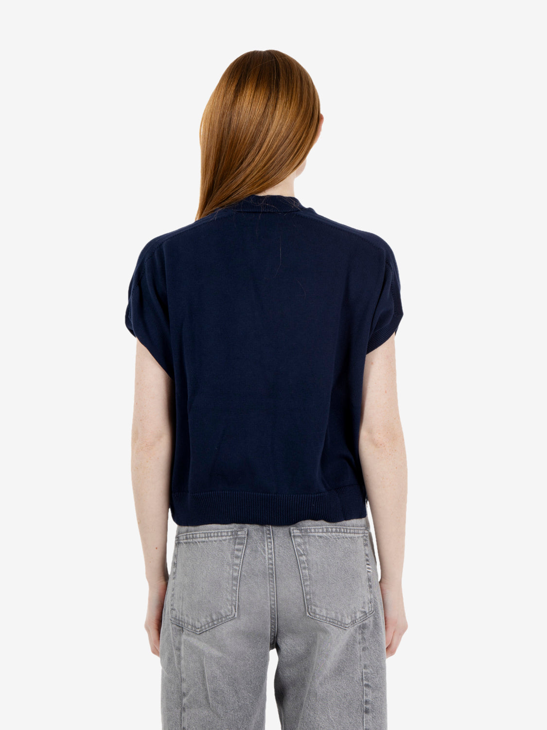 Gilet cropped blu navy