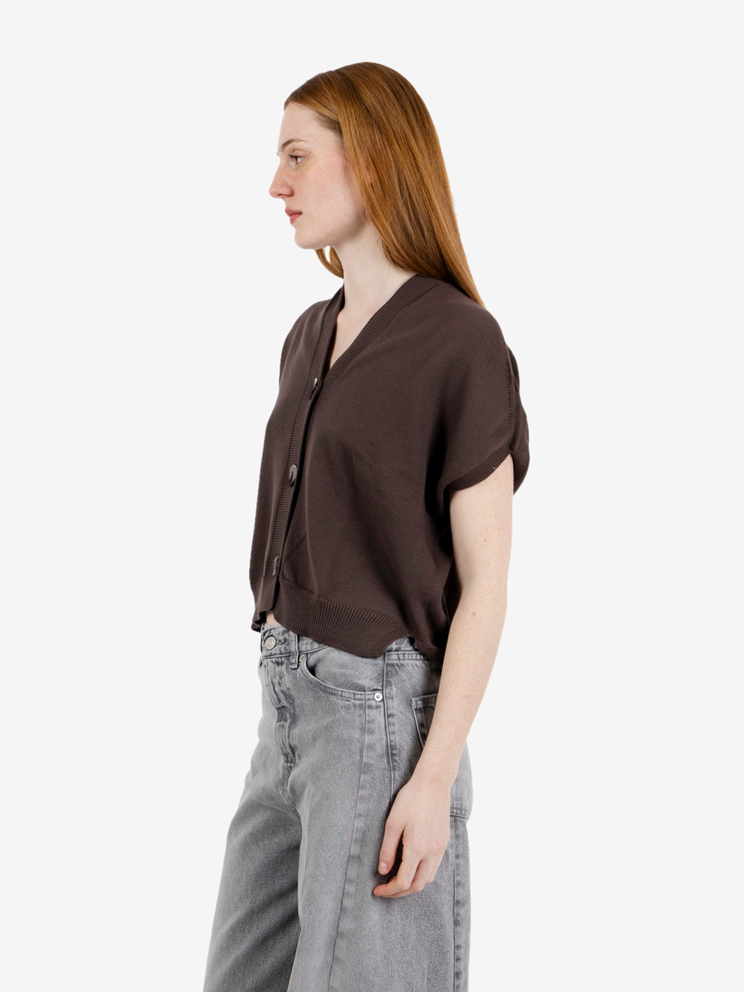 Dark brown cropped vest