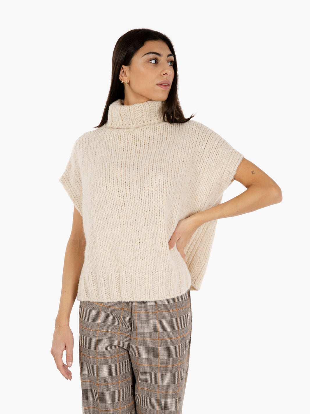 Gilet dolcevita bouclè beige camp