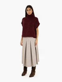 Burgundy bouclè turtleneck vest