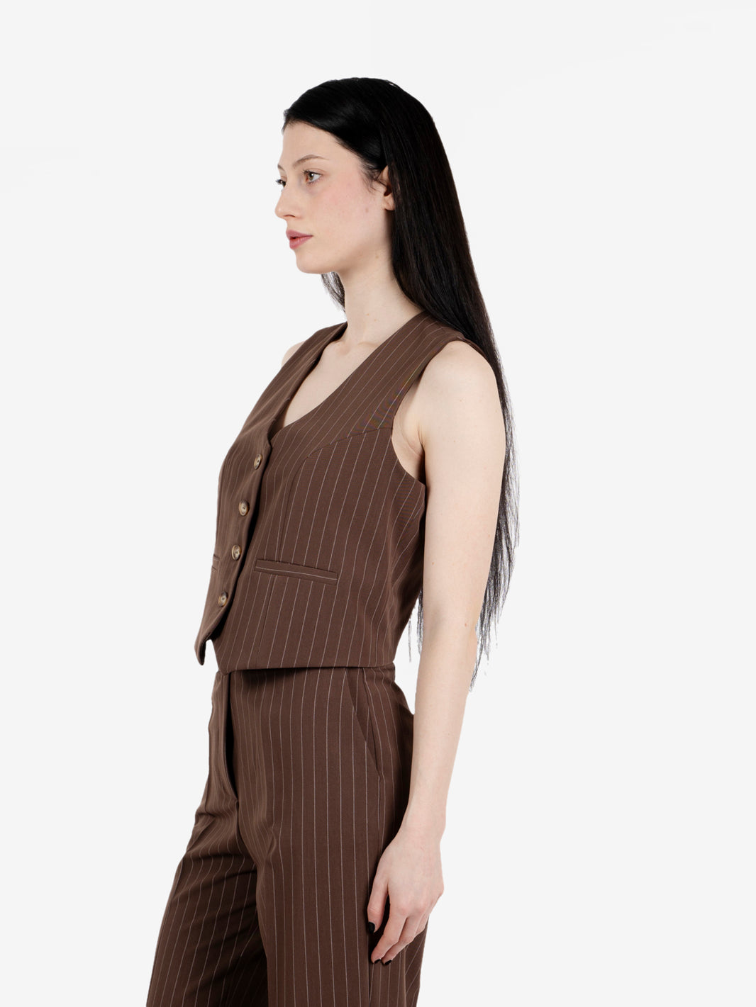 Gilet gessato cioccolato