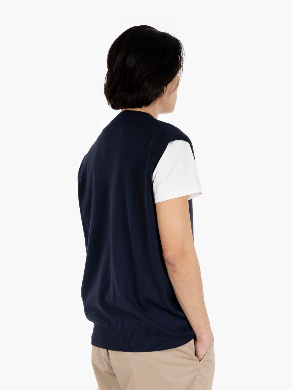 Gilet girocollo in cotone navy