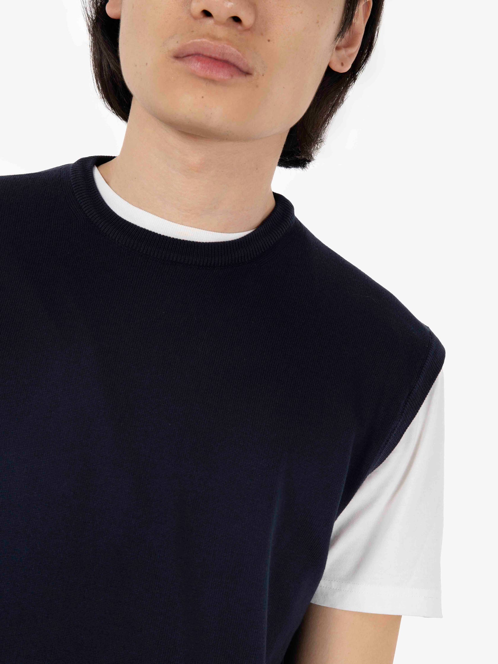 Gilet girocollo in cotone navy