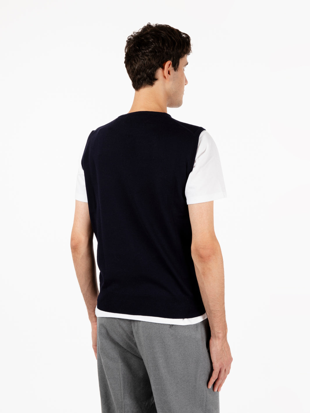 Gilet girocollo in lana blu