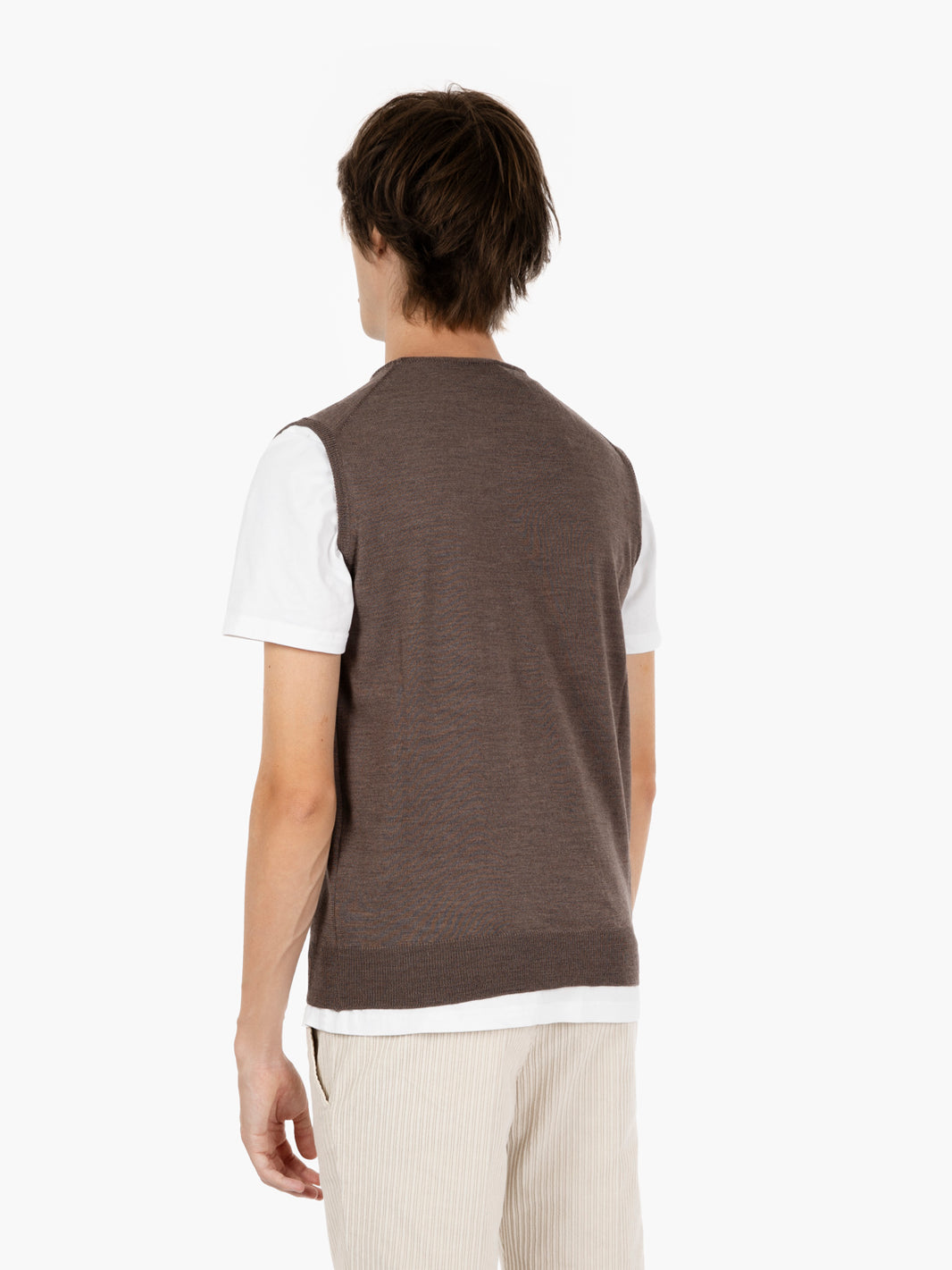 Gilet in maglia castagna