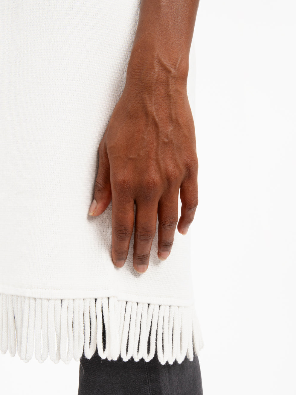 Milk fringe knitted vest
