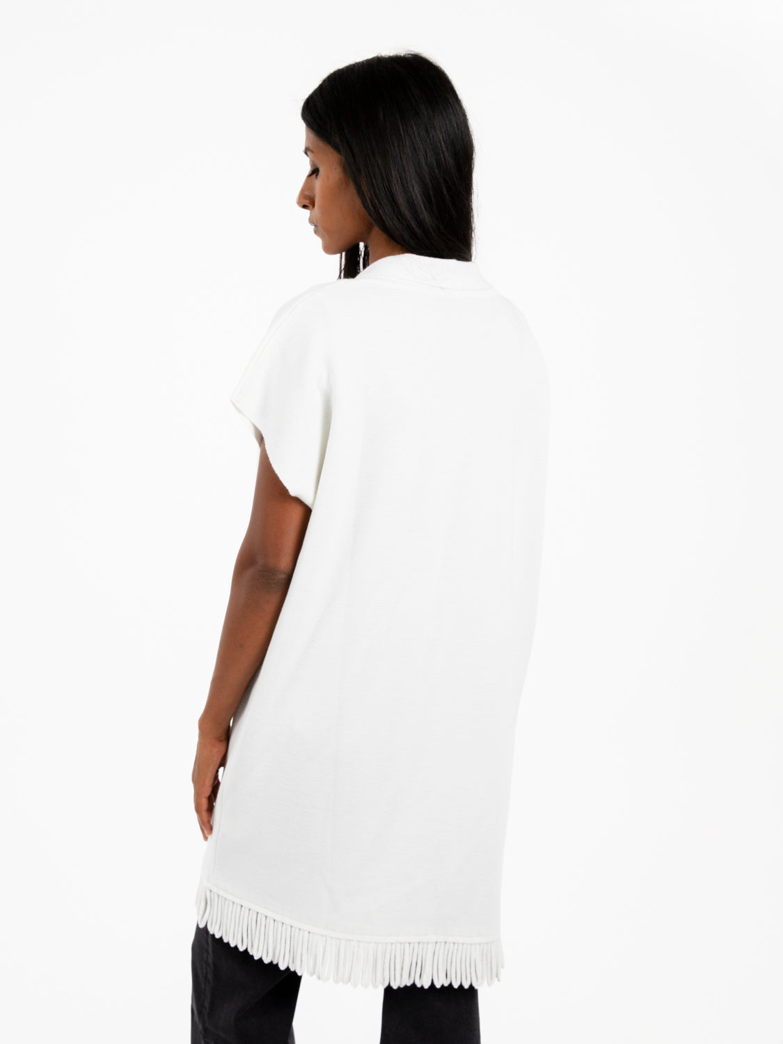 Milk fringe knitted vest