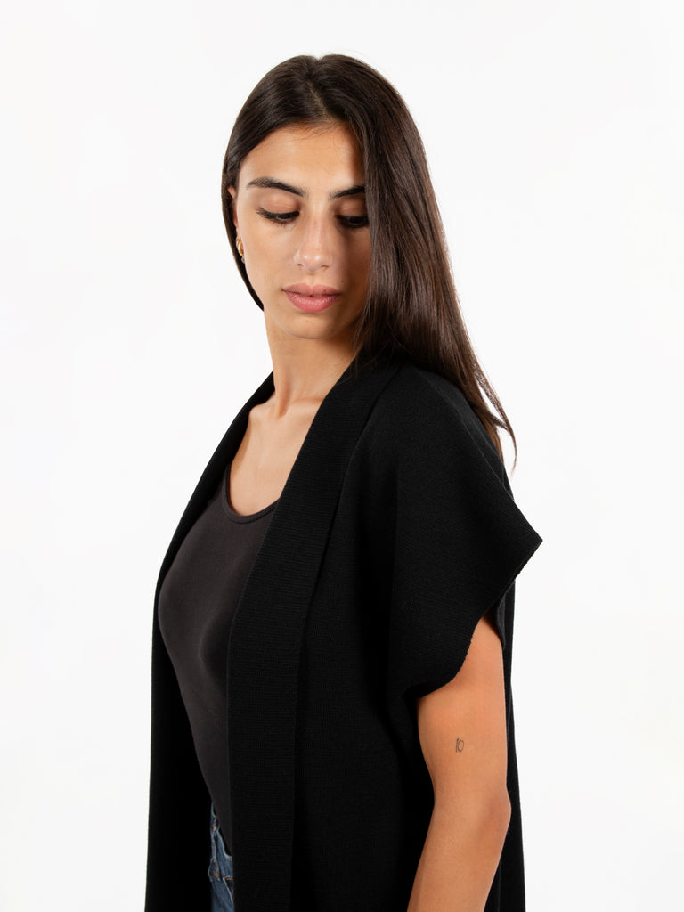 STIMM - Gilet in maglia con frange nero